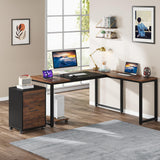 Tribesigns 63" L-Shaped Computer Desk with Mobile File Cabinet, Large Executive Office Desk with 3-Drawer Vertical Filing Cabinet, Business Furniture Sets for Home Office Tribesigns