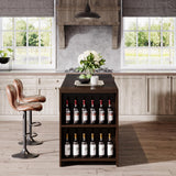 Tribesigns 55" Kitchen Island with Storage, Farmhouse 5-Tier Stationary Island Table with 5 Shelves, Wood Coffee Bar Table Storage Cabinet with Large Countertop for Kitchen, Dining Room Tribesigns