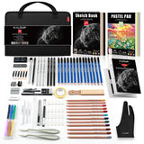 KALOUR 95-Piece Sketching and Drawing Art Set with 3-color Sketch Book and Pastel Paper – Graphite, Charcoal, and Pastel Pencils – Complete Artist Kit for Beginners and Professionals KALOUR