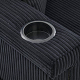 76.8" L-Shaped Sleeper Sofa with Storage Ottoman, USB Ports, Cup Holders&LED Lights, Side Pockets, Comfy Corduroy Modern 3-Seater Small Couch Bed for Living Room with 2 Throw Pillows (Black) SLEERWAY