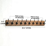 Dseap Coat Rack Wall: 38-1/4" Long, Patented, Heavy-Duty, 10-Double-Hooks Wooden Wall Mounted Coat Rack Coat Hanger Hook Rail for Winter Coats Hat Jacket Clothing, Natural & Black Dseap