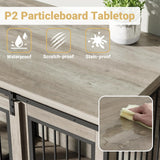 Rovibek 61 Double Dog Crate Furniture for 2 Dogs, Large Double Dog Kennel Furniture TV Stand, Furniture Style Dog Crates End Table, Wood Crates for Dogs Kennel Indoor Grey Rovibek