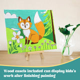 8 Packs Predrawn Canvas for Painting Kids Paint Canvas for Kids, 48 Paints, 8 Brushes 2 Easels, 8 6x8 Printed Canvas for Girls Boys and Beginners goldentime