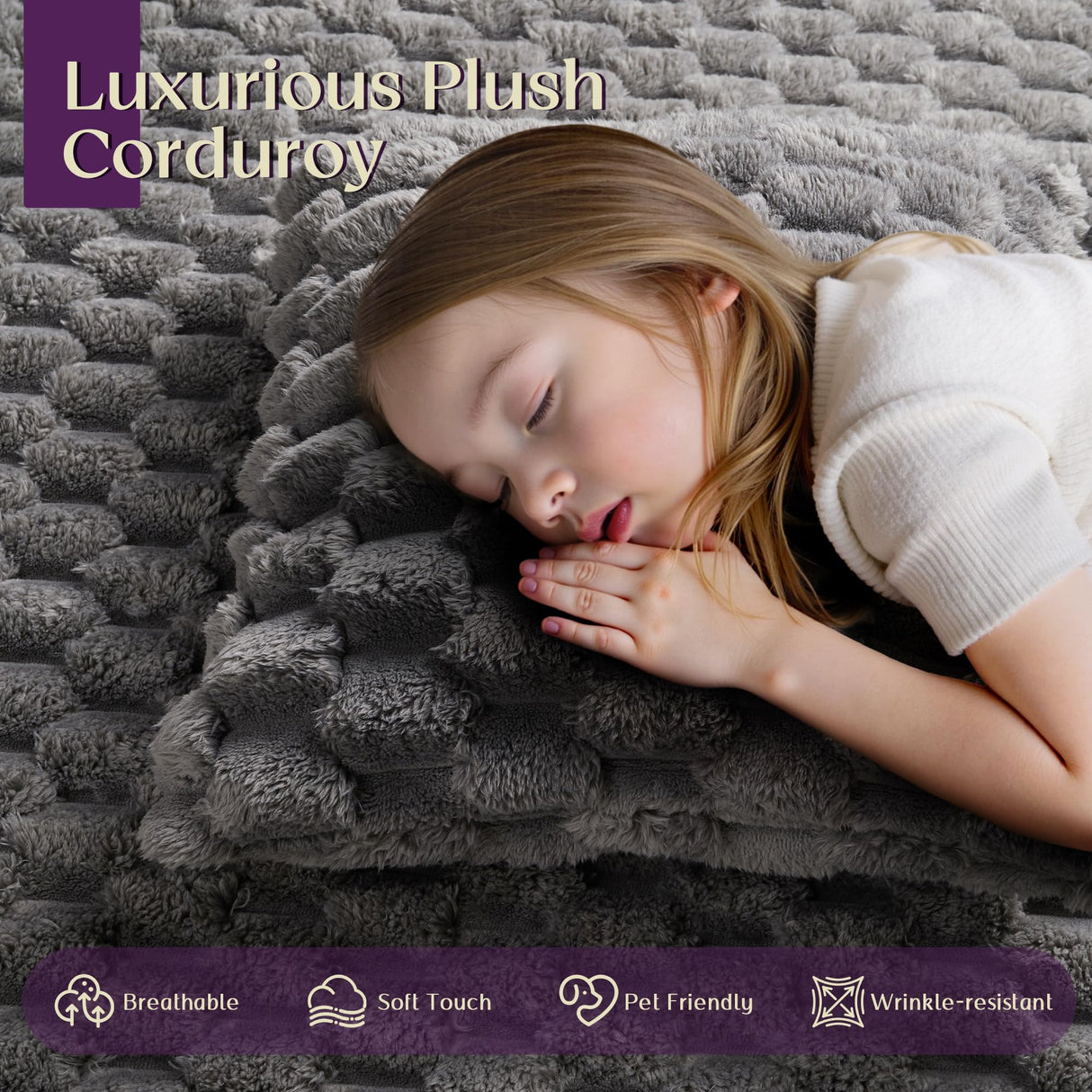 VanAcc 106’’ Oversized Modular Sectional Sofa, Deep Seat Cloud Couch with Corduroy Upholstery, L Shaped Boneless Sofas, Easy No-Assembly Lounge Couches for Living Room, Grey VanAcc