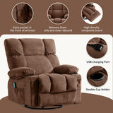 Soft Fabric Recliner Chair With Heat and Massage - Oversized Manual Rocking Recliner for Adults - Big and Tall With 2 Cup Holders for Living Room Fantasylab