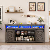 70" LED Farmhouse TV Stand for 80/75/70 Inch TVs,Tall Entertainment Center Storage Cabinets w/Power Outlets and Sliding Barn Door,Rustic TV Stands for Living Room,Media Console Cabinet (Charcoal) Hlivelood