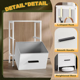 EKNKOZY Nightstand 2 Drawer Dresser, Set of 2 Vertical Side Table with Fabric Drawers and 2 Side Hooks, End Table, Bedside Table, Night Stand and Small Dresser for Bedroom, Hallway, Entryway, White EKNKOZY