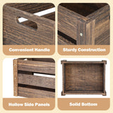 Edergoo Wooden Crates, Farmhouse Wooden Crates for Storage, Rustic Handmade Wood Crate with Handles, Durable Wooden Crates for Display, Large Wooden Crate Box, Wooden Crates for Decor, 2 Pack, Brown Edergoo