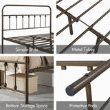 Yaheetech Classic Metal Platform Bed Frame Mattress Foundation with Victorian Style Iron-Art Headboard/Footboard/Under Bed Storage No Box Spring Needed Bronze Full Size Yaheetech