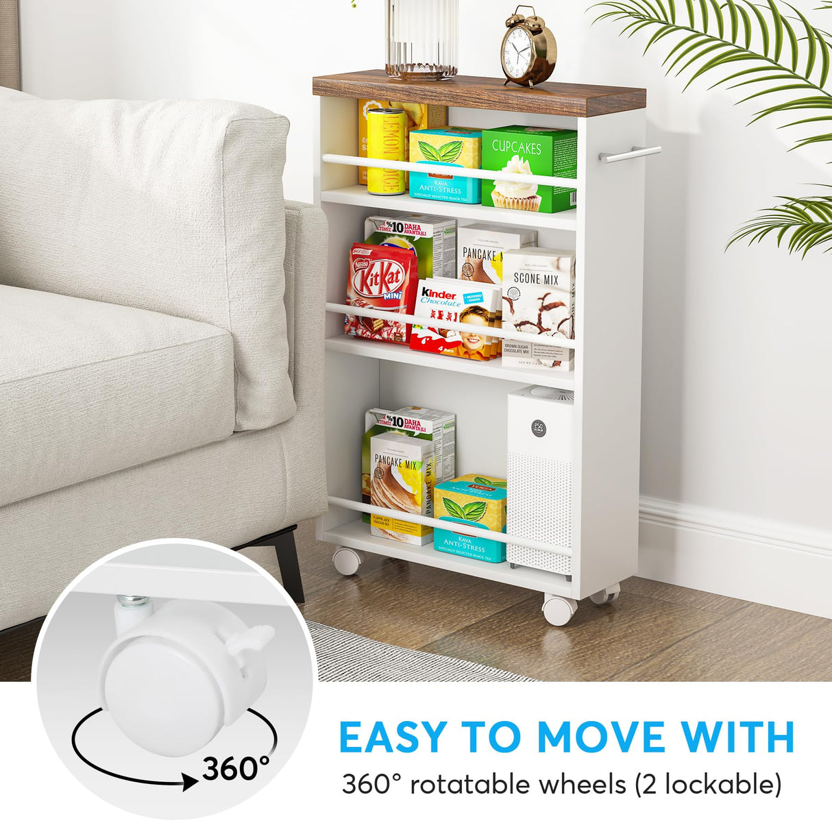 Tribesigns Slim Storage Cart, Rolling Narrow Kitchen Cart on Wheels for Small Place, 4-Tier Slide Out Slim Utility Cart Skinny Laundry Cart with Handle for Kitchen, Bathroom, Laundry Tribesigns