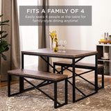 Best Choice Products 45.5in 3-Piece Bench Style Dining Furniture Set, 4-Person Space-Saving Dinette for Kitchen, Dining Room w/ 2 Benches, Table - Brown/Black Best Choice Products