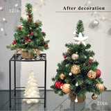 Pre-Lit Artificial Mini Christmas Tree,20 inch Miniature Pine Xmas Tree with 20 LED Lights,70 Branch Tips,Desktop Christmas Tree Burlap Base-(50cm) Topro