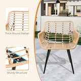 PORWEY 5 Piece Patio Bistro Set with Ottoman, Outdoor Wicker Apartment Balcony Furniture Sets, Rattan Table and Chairs Set of 2 for Porch Backyard Lawn Poolside Deck (Yellow/Beige) PORWEY