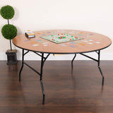 Flash Furniture Furman 5' Round All-Occasion Wood Folding Event Table, Foldable Round Portable Banquet Table with Wooden Top, Natural/Black Flash Furniture