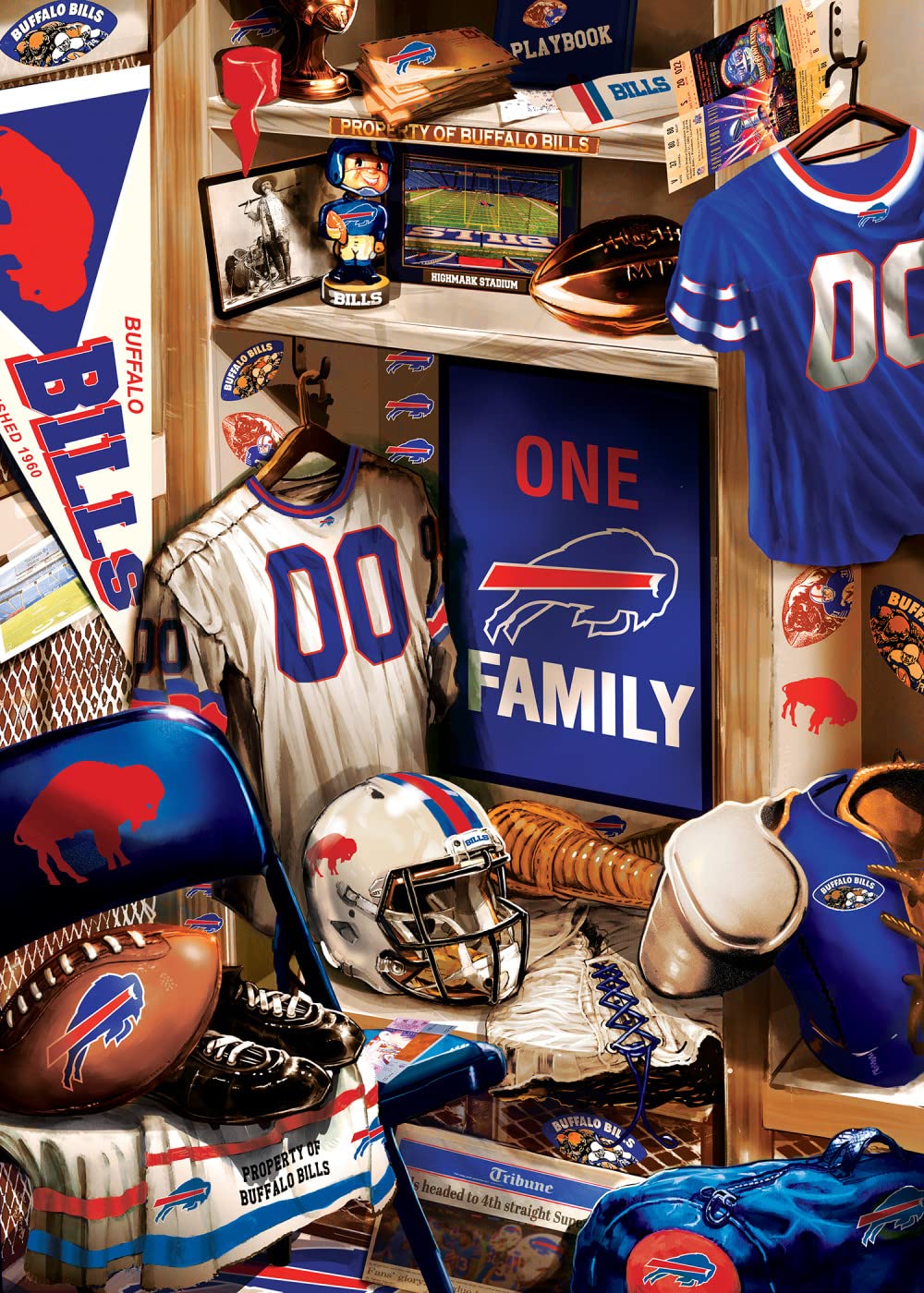 MasterPieces Game Day 500 Piece Jigsaw Puzzle for Adults - NFL Buffalo Bills Locker Room - 15"x21" Masterpieces