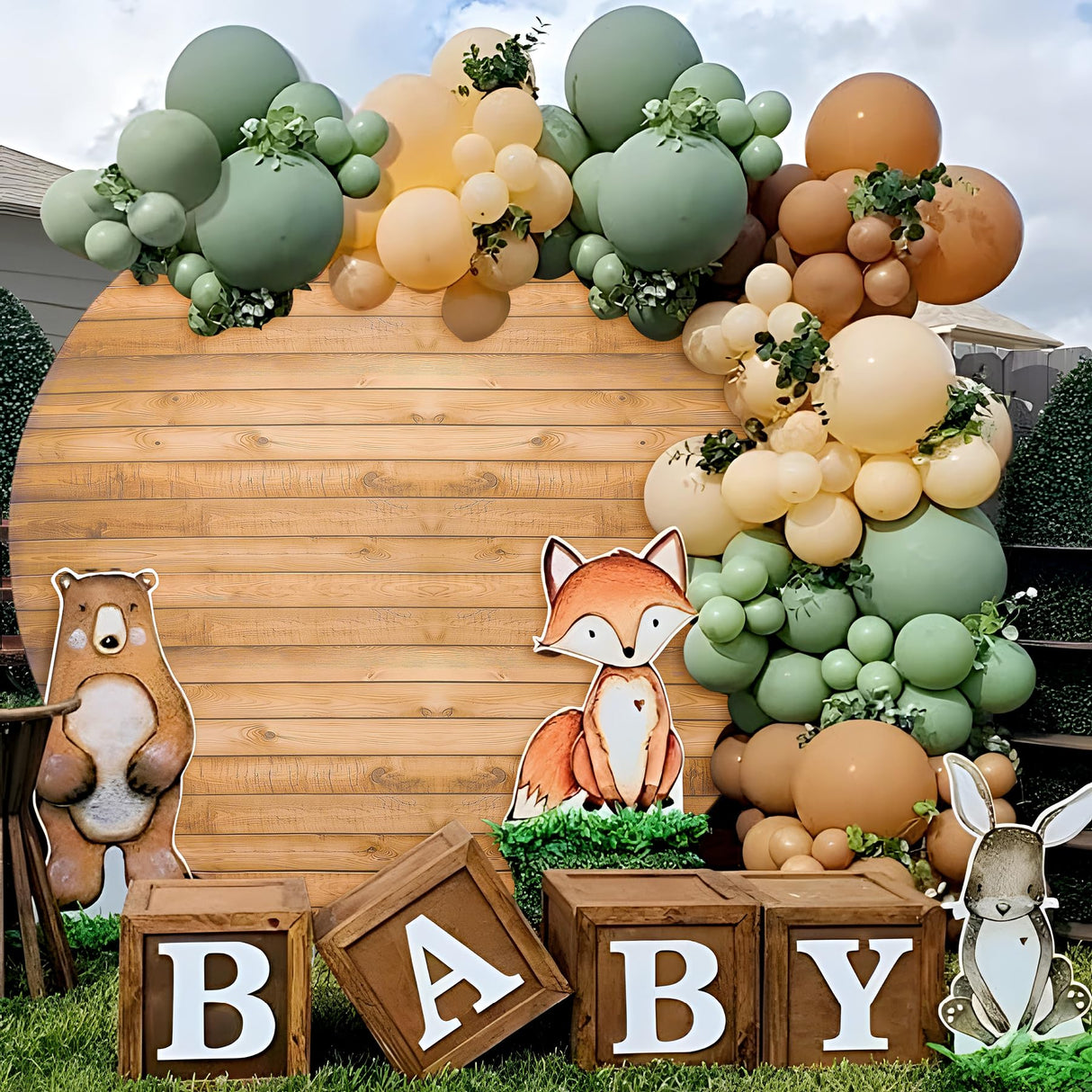 7.2FT Wood Grain Round Arch Backdrop Cover for 7/7.2ft Circle Stand, Wrinkle Free Circle Arch Background Cover, Vintage Wood Texture Wall Round Backdrop for Wedding Photography Birthday Baby Shower Htper