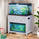 YITAHOME Heavy Duty 40-50 Gallon Aquarium Stand with Power Outlets, Cabinet for Fish Tank Accessories Storage - Metal Fish Tank Stand Suitable for Fish Tank, Turtle Tank, 660LBS Capacity, White YITAHOME
