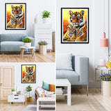 MXJSUA Tiger Diamond Painting Kits for Adults, Animal Diamond Gem Art Painting for Beginners, Diamond Picture with Full Round Drill Dots Craft Set Gift, 12 * 16 Inch MXJSUA
