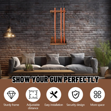 GlikCeil 1 Set Wooden Vertical Gun Rack Wall Mount Indoor Hold up to 5 Long Guns Shotguns Rifle Racks Display Holder Stand for Firearms Display Storage Home Accessories Office(Walnut) GlikCeil