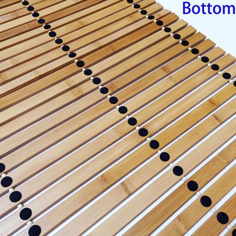 HJJKKH Bath Floor Mat,Floding Bamboo Wood Bath Mat,Bamboo Shower Mat,Roll-Up Bamboo Wood Bath Floor Mat,Foldable Teak Bath Mat for Bathtub,Shower,Sauna (15.7x47.2 inch) HJJKKH