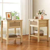 Jocoevol Rattan Boho Nightstand (Natural, 2 Pieces) Jocoevol