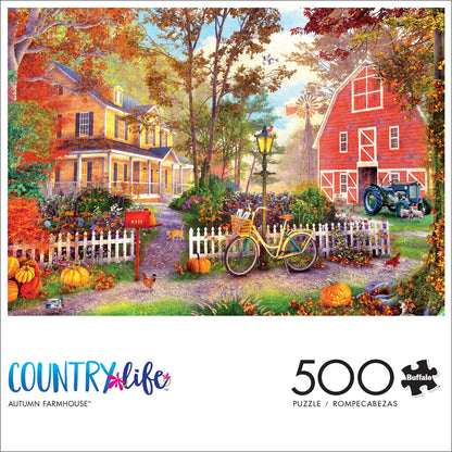 Buffalo Games - Dominic Davison - Autumn Farmhouse - 500 Piece Jigsaw Puzzle For Adults -Challenging Puzzle Perfect for Game Nights - Finished Size is 21.25 x 15.00