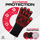Pro-Series EN 407 Certified BBQ Gloves - Extreme Heat Resistant Grill Gloves (1472℉/800℃), Heatproof/Fireproof Protection Oven Mitts for Grilling, Cooking, Baking, Camping, and Welding - 1 Pair Casacrafty