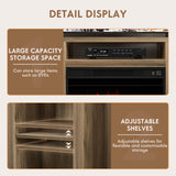 Furniwell Fireplace TV Stand for 65 Inch TV, Media Entertainment Center Console Table with 26" Electric Fireplace, Farmhouse TV Stand with Storage Cabinet for Living Room (Natural) Furniwell