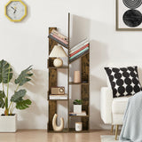 VECELO 8 Shelf Tree Bookcase,Wooden Tree Bookshelf Display with 8 Storage Shelves, Tree-Shaped Shelf Organizer for Books,CDs and Decors in LivingRoom Bedroom Studyroom Home Office,Rustic Brown VECELO