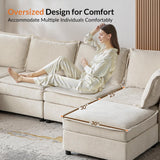 HULALA HOME Modular Sectional Sofa, Oversized 8 Seat U Shaped Couch with Storage Ottoman, Comfy Chenille Sofa with Deep Seat, Convertible Sectional Couches for Living Room, Beige HULALA HOME
