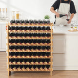 VEVOR 72 Bottle Upgrade Modular Wine Rack, Continuously Store Pinot Bottles, 8-Tier Bamboo Wood Storage Rack, Floor Freestanding Wines Holder Display Shelf, Wobble-Free Shelves for Kitchen Bar Cellar VEVOR