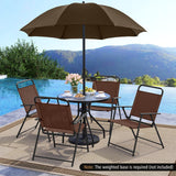 Tangkula 6 Pieces Folding Patio Dining Set, 4 Chairs and 31.5 inches Round Table, Patio Umbrella Included, for Indoor Outdoor Poolside or Balcony (Brown) Tangkula