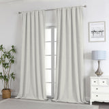 Joydeco 100% Greyish White Blackout Curtains 108 inches Long Linen Curtains 2 Panels Set Burg for Bedroom Living Room Blackout Darkening Thermal Insulated Back tab RodPocket(52x108 inchGreyishWhite) Joydeco
