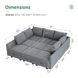HONBAY Modular Sectional Sleeper Sofa with Storage Reversible Modular Sofa Couch Oversized Sectional Couch Bluish Grey HONBAY