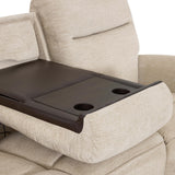 MCombo 87.8" Wall Hugger Power Reclining Sofa with Drop Down Table, 3-Seater Recliner Couch for Small Spaces Living Room RV, USB Ports, Fabric PR635M3 (Beige) MCombo