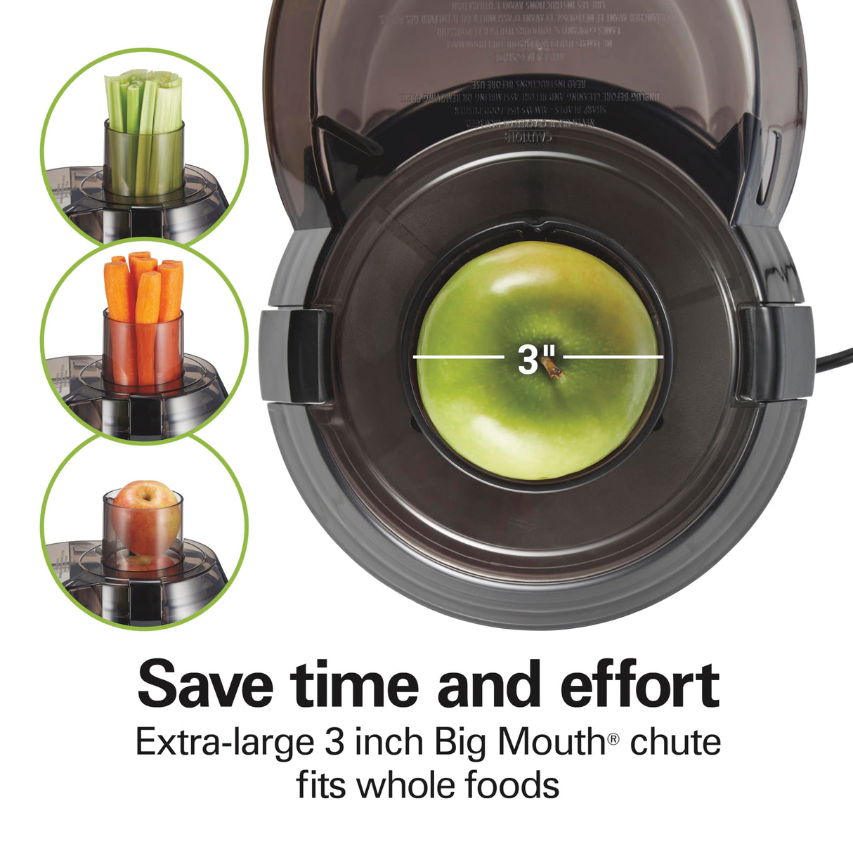 Hamilton Beach Juicer Machine, Big Mouth Large 3” Feed Chute for Whole Fruits and Vegetables, Easy to Clean, Centrifugal Extractor, BPA Free, 800W Motor, Black Hamilton Beach