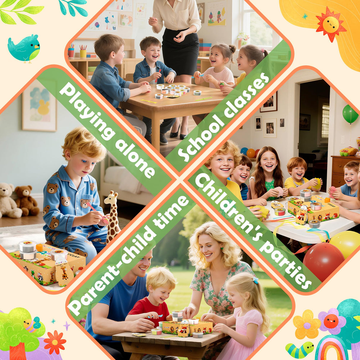 Air Dry Clay Kit - Animal Theme, Modeling Clay for Kids, DIY Model Magic Clay with Sculpting Tools and Tutorials, 12 Boxes Molding Clay, Ultra Light, Soft & Non-Toxic, Arts and Crafts Gift for Kids Aestd-ST