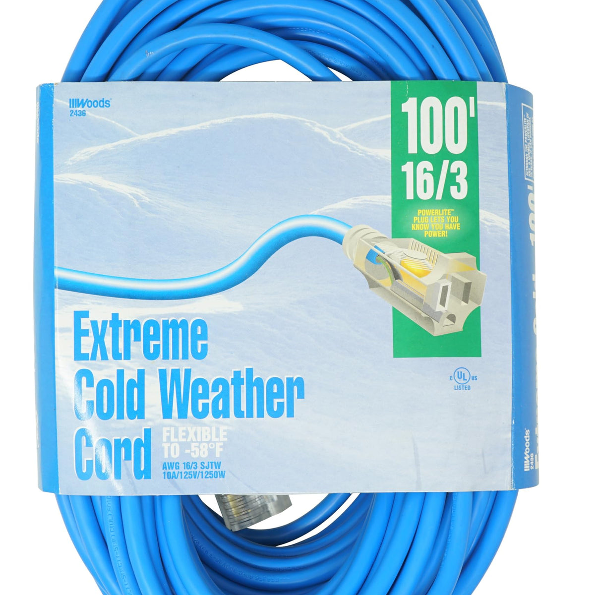 Southwire Coldflex Light Duty Extension Cord, 100Ft, 16 Gauge, 3 Condu ...