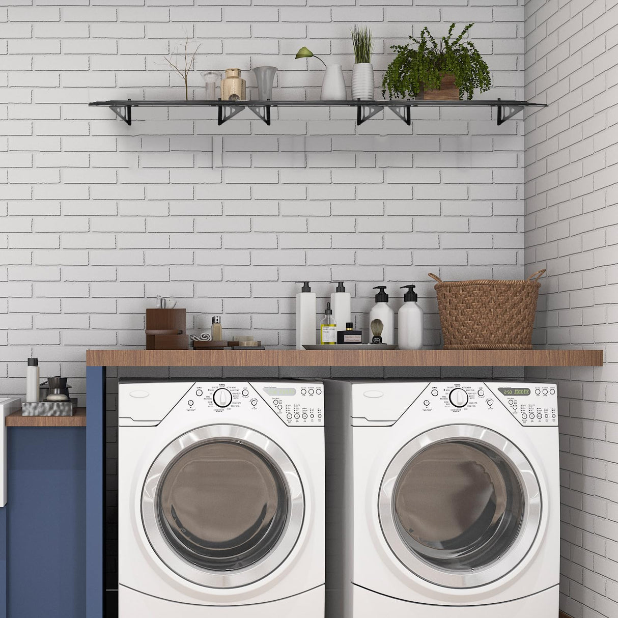 Jwevvie 2 Pack 2 x 6 ft Garage Shelving Wall Mounted, Heavy Duty Garage Wall Shelves, 440 lbs Load Capacity Storage Rack Floating Shelves Jwevvie