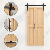 SANKEYTEW 36"x84" Bi fold Barn Door with 40" Bifold Barn Door Hardware Kit for 2 Doors, No-Assembly Solid Spruce Wood Folding Doors, Barn Door Hardware, and Double Sided Handle Pulls Included SANKEYTEW