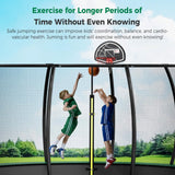 Tatub 16FT Upgrade Trampoline for Kids and Adults, Outdoor Recreational Trampolines with Basketball Hoop & Enclosure Net, Curved Poles & Storage Bag, Pumpkin Trampoline Capacity for 6-8, Green Tatub