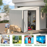 AECOJOY Outdoor 6x8 Metal Shed, Small Storage Shed & Outdoor Cabinet for Backyard, Patio in White AECOJOY