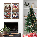 4 Pack Christmas Gnome Paint by Numbers Kit for Adults Beginner,Winter House Elk Easy Painting by Numbers Kits,DIY Truck Oil Painting with Acrylic Paint(with Frame), Home Wall Decor 9.84 x 9.84 in CZYWJMEI