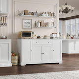 HITHOS 54" Buffet Cabinet with Storage, Modern Kitchen Buffet Sideboard with Drawer, Wood Coffee Bar Cabinet with Adjustable Shelves, Kitchen Storage Cabinet for Dining Room, Living Room, White HITHOS