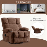 Soft Fabric Recliner Chair With Heat and Massage - Oversized Manual Rocking Recliner for Adults - Big and Tall With 2 Cup Holders for Living Room Fantasylab