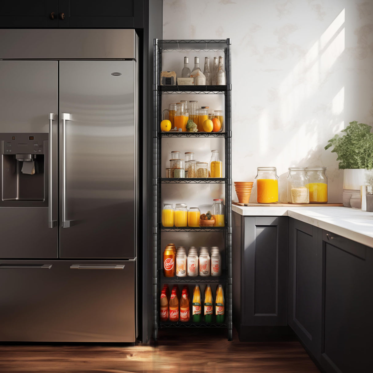 Finnhomy Heavy Duty 7 Tier Wire Shelving, 18x18x72 inches 7 Shelves Storage Rack with Thicken Steel Tube, Pantry Shelves for Storage, Adjustable Finnhomy