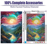 OFRKE Landscape Diamond Painting Kit, Moon Diamond Art for Adults, Full Drill Gem Art, DIY 5D Pink Diamond Dots for Home Wall Decor 12x16inch OFRKE
