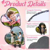 Seajan 18 Pieces Sublimation Slate Blanks Heart Shaped Stone Customized Memorial Frame with Display Stands 5.9 x 5.9 Inch Rock Sublimation Plaque Blank Personalized Picture Frame for Heat Transfer Seajan