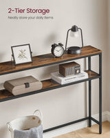 VASAGLE Console Table, 2-Tier Sofa Table, 7.9 x 39.4 x 31.5 Inches, Narrow Entryway Table, Modern Entry Table with 2 Shelves, for Living Room, Bedroom, Rustic Brown and Ink Black ULNT131K01 VASAGLE