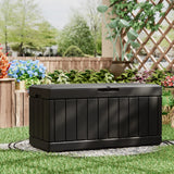 Greesum 82 Gallon Resin Deck Box All Weather Large Outdoor Storage for Patio Furniture, Toys, Garden Tools, Lockable, Black Greesum